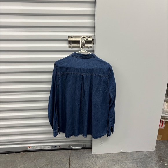 Maurices Dark Blue Casual Long Sleeve Button Down Denim Jean Chambray Shirt 1 XL - Picture 6 of 16